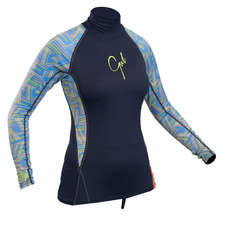 Gul Ladies Swami Long Sleeve Rashvest - Navy/Lines