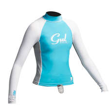 Gul Surf Junior Girls Long Sleeve Rashguard - Turquoise/Silver Gul Surf Junior Girls Long Sleeve Rashguard - Turquoise/Silver