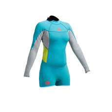Gul Womens Surflite 2mm F/L SDL T2 Springsuit - Bright Cyan/Fog Blue