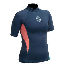Gul Womens Swami F/L Short Sleeve Rashguard - Navy/Coral