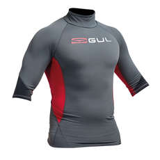 Gul Xola Flatlock Short Sleeve Rashguard - Ash/Red