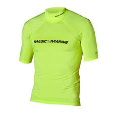 Magic Marine Cube Short Sleeve Rash Vest - Flash Yellow