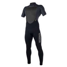 Mystic Brand 3/2mm Back-Zip Flatlock Shortarm Wetsuit - Black
