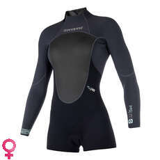 Mystic Womens Brand 3/2mm Back-Zip Longarm Shorty Wetsuit - Black