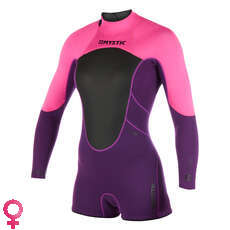 Mystic Womens Brand 3/2mm Back-Zip Longarm Shorty Wetsuit - Purple