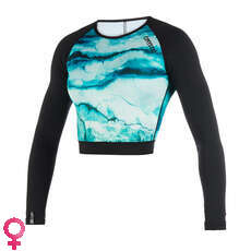 Mystic Womens Dazzled Longarm Croptop Rash Top - Mint