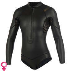 Mystic Womens Diva 3/2mm FZip Longarm Shorty Wetsuit - Black