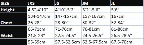 Gul Junior Drysuit Size Chart
