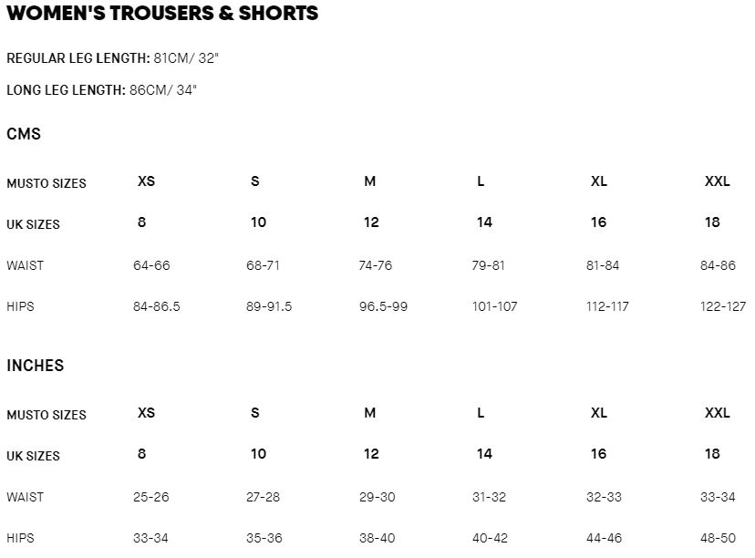 Womens Trouser Size Chart Uk
