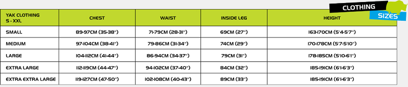 Apollo Wetsuit Size Chart